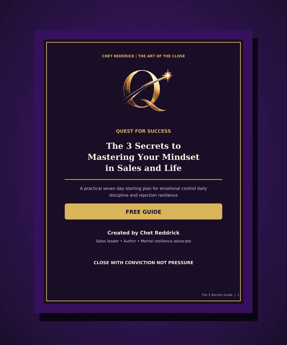 The 3 Secrets to Mastering Your Mindset in Sales and Life, free guide cover